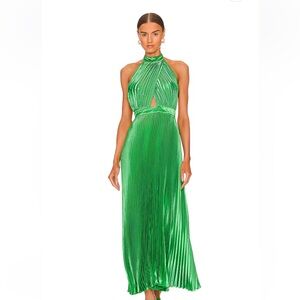 L’IDEE Renaissance Midi Dress in bright green - summer wedding perfection!